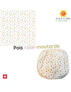 Lingette lavable double (imprimé)_au fil de la nature_Pois rose-moutarde