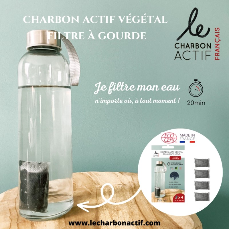4 x Filtres pour gourde au charbon actif végétal