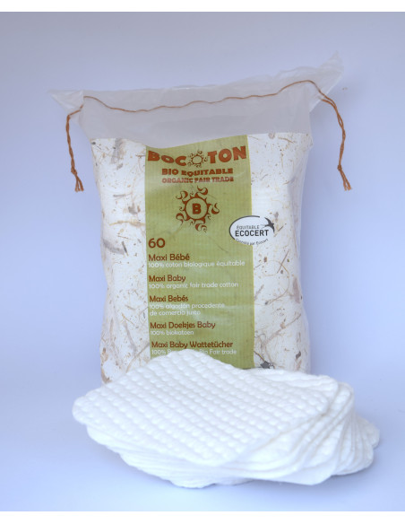 Bocoton 60 serviettes maxi bébé bio et Fair Trade
